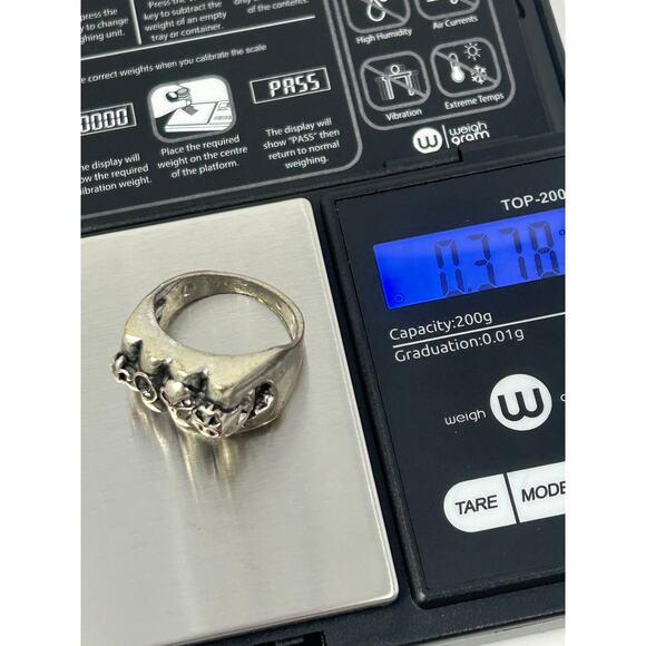 Jewelry Ring Biker Punch Ring Skull Goth Size 9.75/10 Silver Tone Punk - Picture 4 of 4